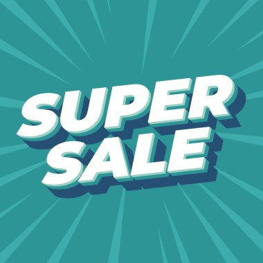 Süper satış. Modern renklere sahip kalın metinlerde metin etkisi tasarımı