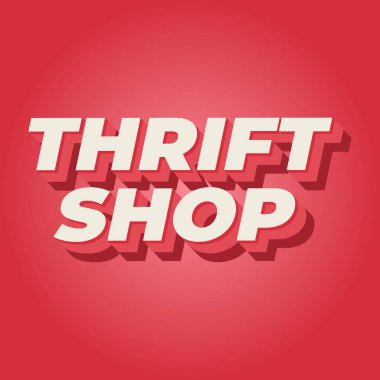 Thrift shop. Text effect design in bold fonts with 3D style, good for social media post clipart