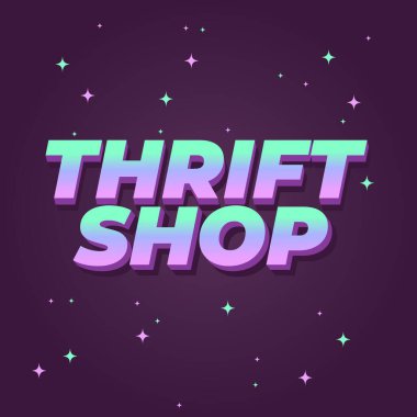 Thrift shop. Text effect design in bold fonts with 3D style, good for social media post clipart