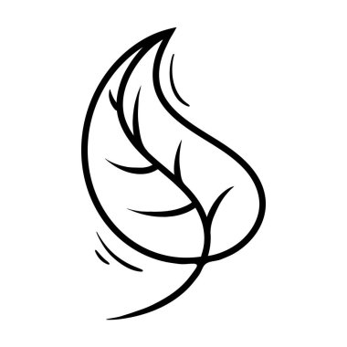 Bir yaprağın siyah çizgi çizimi. beyaz arkaplan