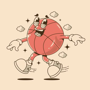 Geçmişteki basketbol karakteri gülen yüzlü poz veriyor.