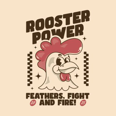Dynamic rooster artwork featuring vintage charm and fiery farm attitude for bold print applications clipart