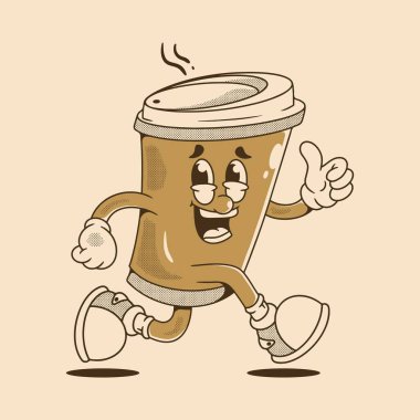 Enerji dolu çizgi film kahve fincanı eğlence tişörtü ya da ürün tasarımı için mükemmel.