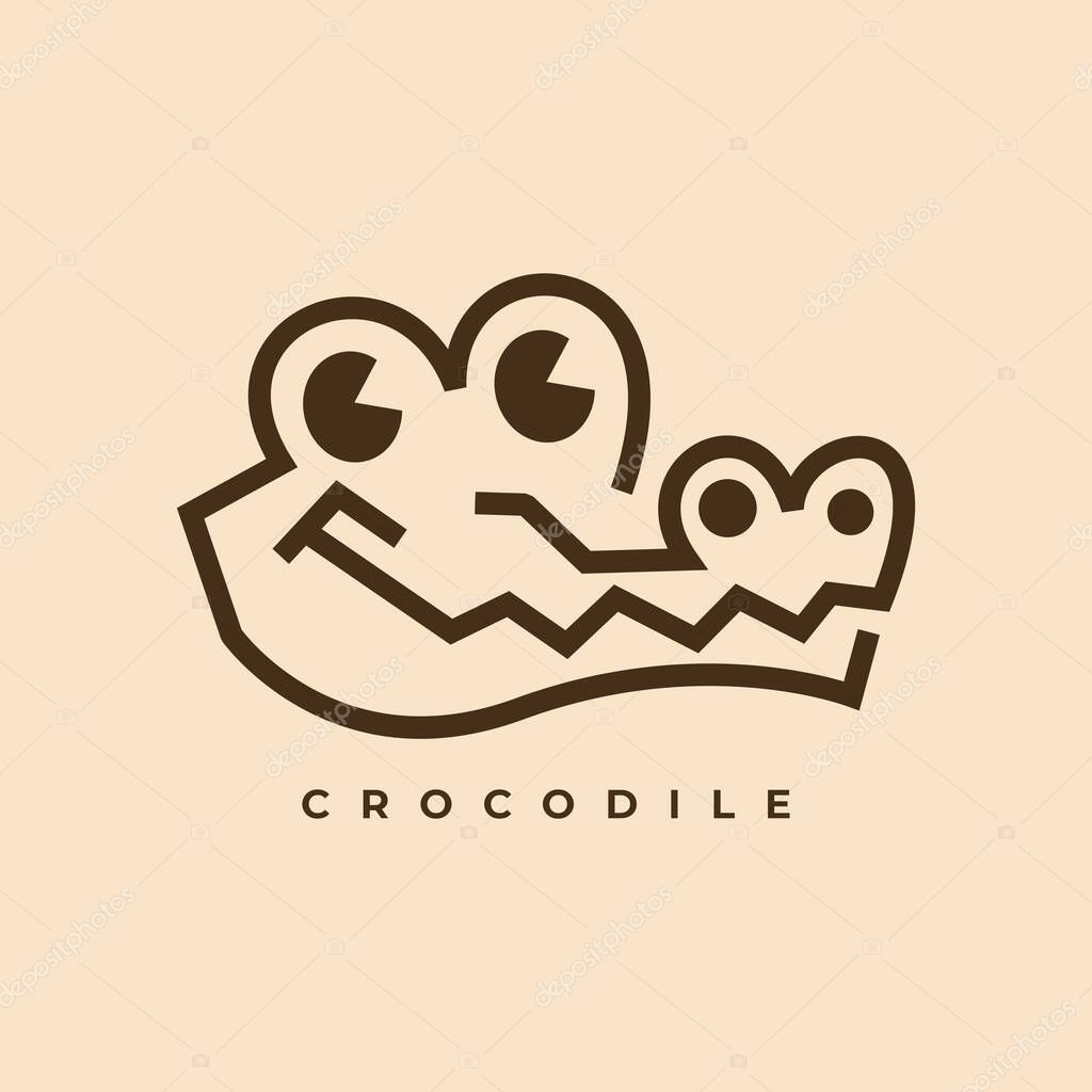 Simple smiling crocodile artwork perfect for t shirts, branding, or kids merchandise