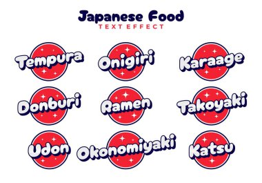 Japon kültüründen esinlenilmiş yemek tipografi tasarımı, restoran menüleri için mükemmel.