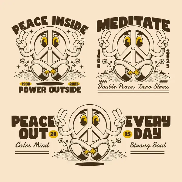 Kaliteli çizgi film tarzıyla sevimli barış sembolü maskotu ve sıcak toprak renklerinde ilham verici mesajlar.