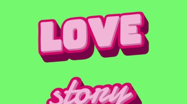 Parlak yeşil arkaplanda pembe ve morumsu bir aşk hikayesi..