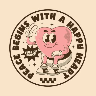 Resimli kalp karakteri sakinliği ve aşkı teşvik ediyor.