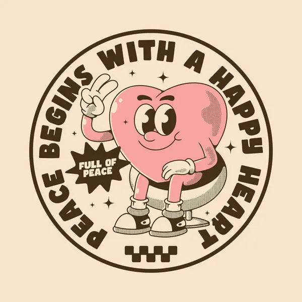 Resimli kalp karakteri sakinliği ve aşkı teşvik ediyor.