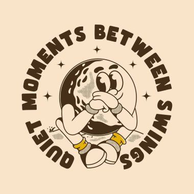 Retro golf karakteri. Geçmişe dönük kıyafetler, spor baskılar ve yansıtıcı ruh hali olan eşsiz golf temalı eşyalar için mükemmel.