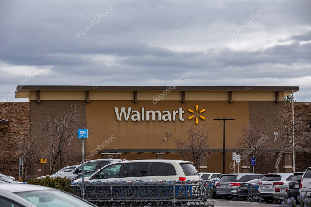Brentwood, CA USA January 05 2023: A Walmart in a suburban shopping center in California
