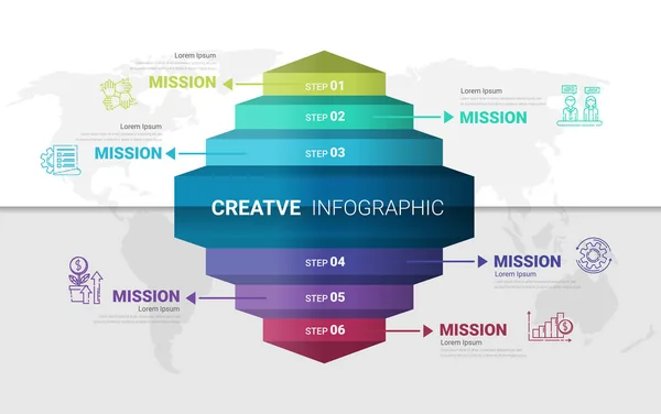 stock vector Timeline infographic template with 6 options, vector infographics design and Presentation business can be used for workflow layout, steps or processes.