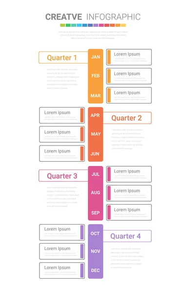 Vorlage Präsentation Quartal Kalenderpräsentation Monate Infografik Timeline Kann Für Workflow — Stockvektor