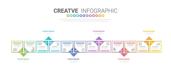 Infografika Elem Design Egész Hónapra Hónapra Használható Üzleti Munkafolyamathoz Folyamatábrához Stock Illusztrációk
