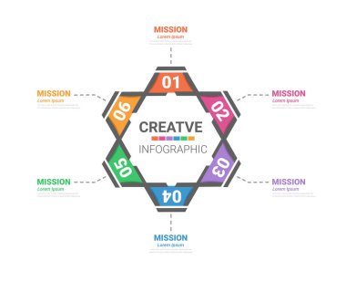 İş akışı düzeni, diyagram ve sayı artırma seçenekleri için 6 numaralı bilgi şablonu kullanılabilir. EPS Vektörü.