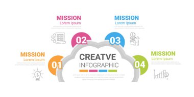 Infographics template with 4 labels, Can be used for workflow layout, diagram, business step options, banner, and web design. Vector EPS.