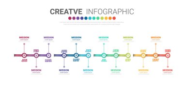 12 ay, 1 yıllık zaman çizelgesi sunumu, Zaman Çizelgesi bilgi grafik tasarım vektörü ve sunum işi 12 seçenek, adım veya süreçle İş Konsepti için kullanılabilir. EPS Vektörü.