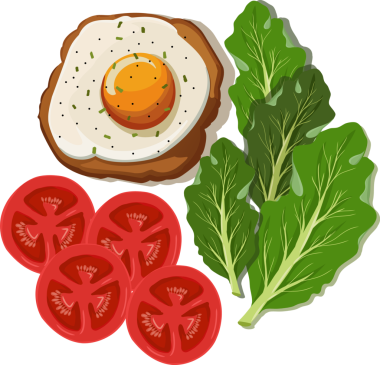 Domates salatalı yumurtalı sandviç, sağlıklı yemek illüstrasyonu..