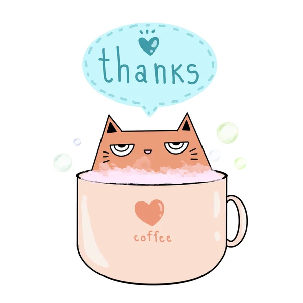 Orangene Katze Mit Dankkkaffee Und Glücklich — Stockfoto