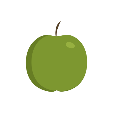 Düz dizaynlı yeşil elma simgesi.