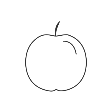 Elma simgesi siyah düz anahat tasarımı.