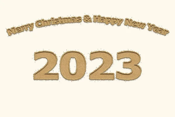 Ilustrace Nový Rok Koncept 2023 Design Textem Písek Design Dětském — Stock fotografie
