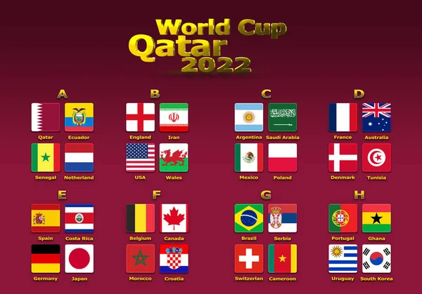 Illustration Groups World Cup Qatar 2022 Championship All Qualifying Countries — Fotografia de Stock