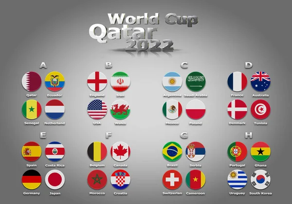 Illustration Groups World Cup Qatar 2022 Championship All Qualifying Countries — Stock Fotó
