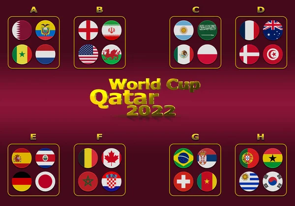 Illustration Groups World Cup Qatar 2022 Championship All Qualifying Countries —  Fotos de Stock