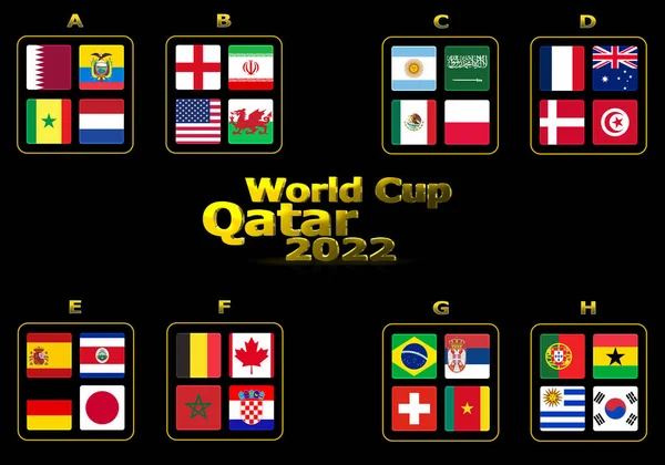 Illustration Groups World Cup Qatar 2022 Championship All Qualifying Countries — Stockfoto