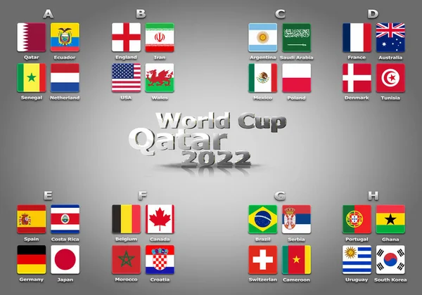 Illustration Groups World Cup Qatar 2022 Championship All Qualifying Countries — Stock Fotó