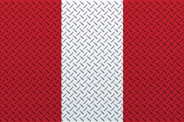 Flaga Peru Metalowym Tle Ściany — Zdjęcie stockowe