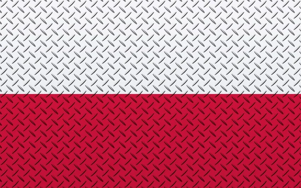 金属墙背景图上的波兰3D国旗 — 图库照片