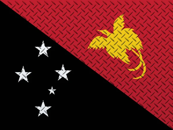 Flag Papua New Guinea Metal Wall Background — Stock Photo, Image