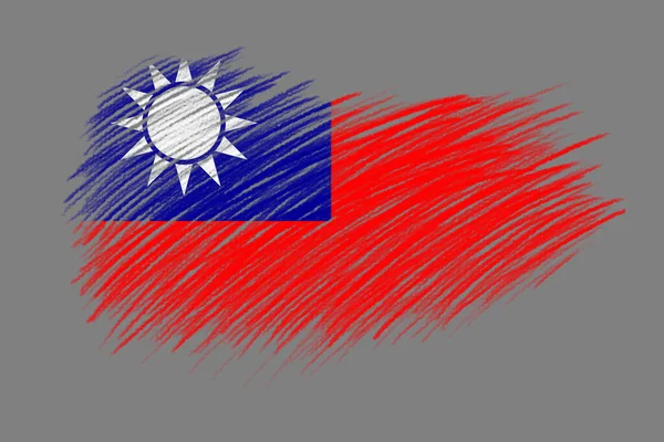 Klasik Fırça Arka Planında Çin Cumhuriyeti Nin Bayrağı — Stok fotoğraf