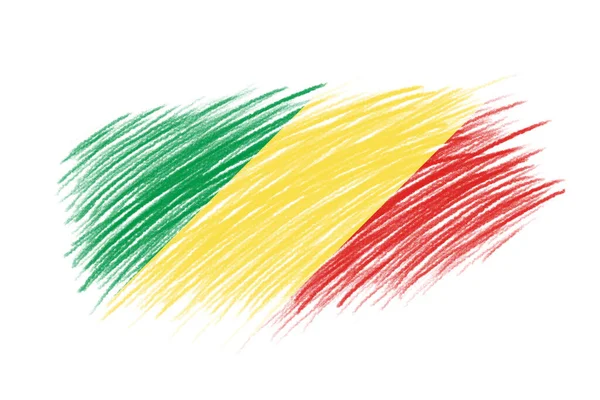 复古风格笔刷背景的刚果共和国3D国旗 — 图库照片