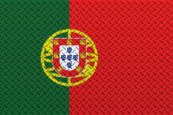 金属製の壁の背景にポルトガルの3Dフラグ — ストック写真