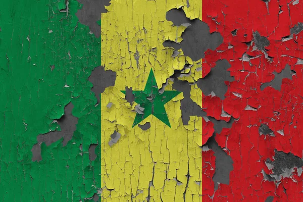Bandiera Del Senegal Vecchio Sfondo Muro Pietra — Foto Stock
