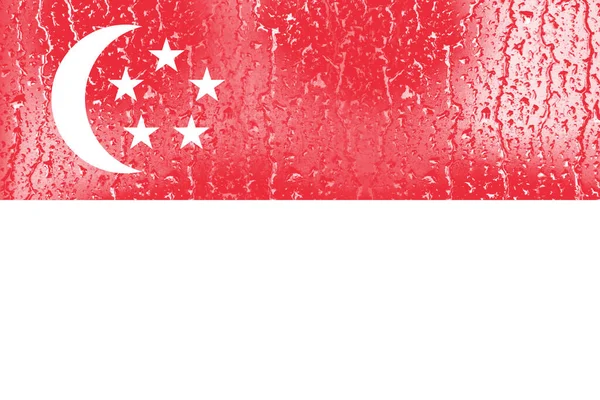 Bandeira Singapura Copo Com Fundo Gota Água — Fotografia de Stock