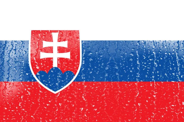 Flagge Der Slowakei Auf Einem Glas Mit Wassertropfen Hintergrund — Stockfoto