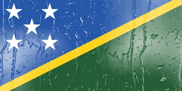 Bandiera Delle Isole Salomone Bicchiere Con Sfondo Goccia Acqua — Foto Stock