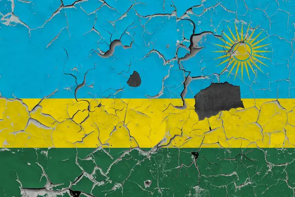Bandeira Ruanda Fundo Parede Pedra Velha — Fotografia de Stock