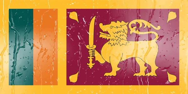 Bandeira Sri Lanka Copo Com Fundo Gota Água — Fotografia de Stock