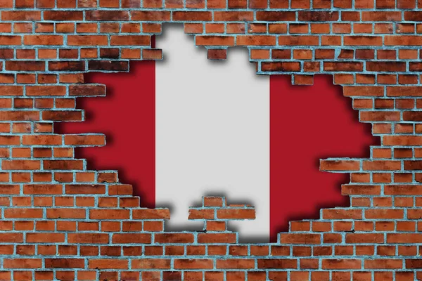 Vlajka Peru Rozbité Staré Kamenné Zdi Pozadí — Stock fotografie