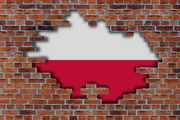 Vlajka Polska Rozbité Staré Kamenné Zdi Pozadí — Stock fotografie