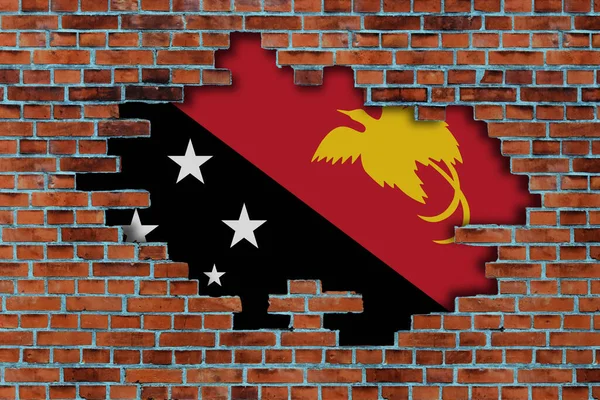 Флаг Папуа Новой Гвинеи Сломанным Старым Каменным Фоном — стоковое фото