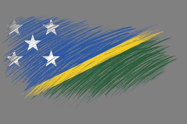 Flagge Der Salomonen Auf Pinsel Hintergrund Vintage Stil — Stockfoto