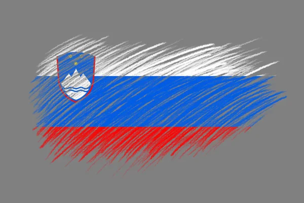 Zászló Szlovénia Vintage Stílusú Ecset Háttér — Stock Fotó