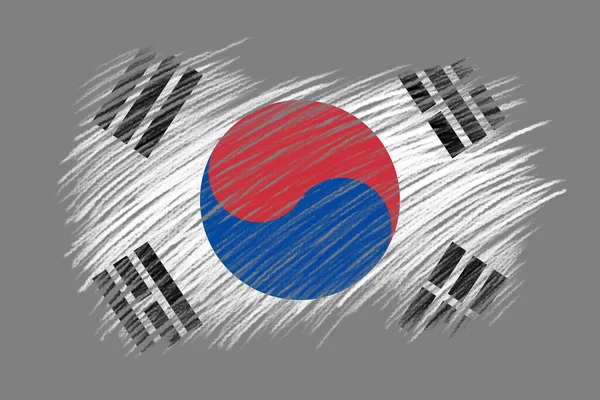 Bandeira Coreia Sul Estilo Vintage Escova Fundo — Fotografia de Stock