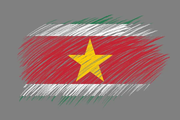 旧式刷子背景上的苏里南3D国旗 — 图库照片